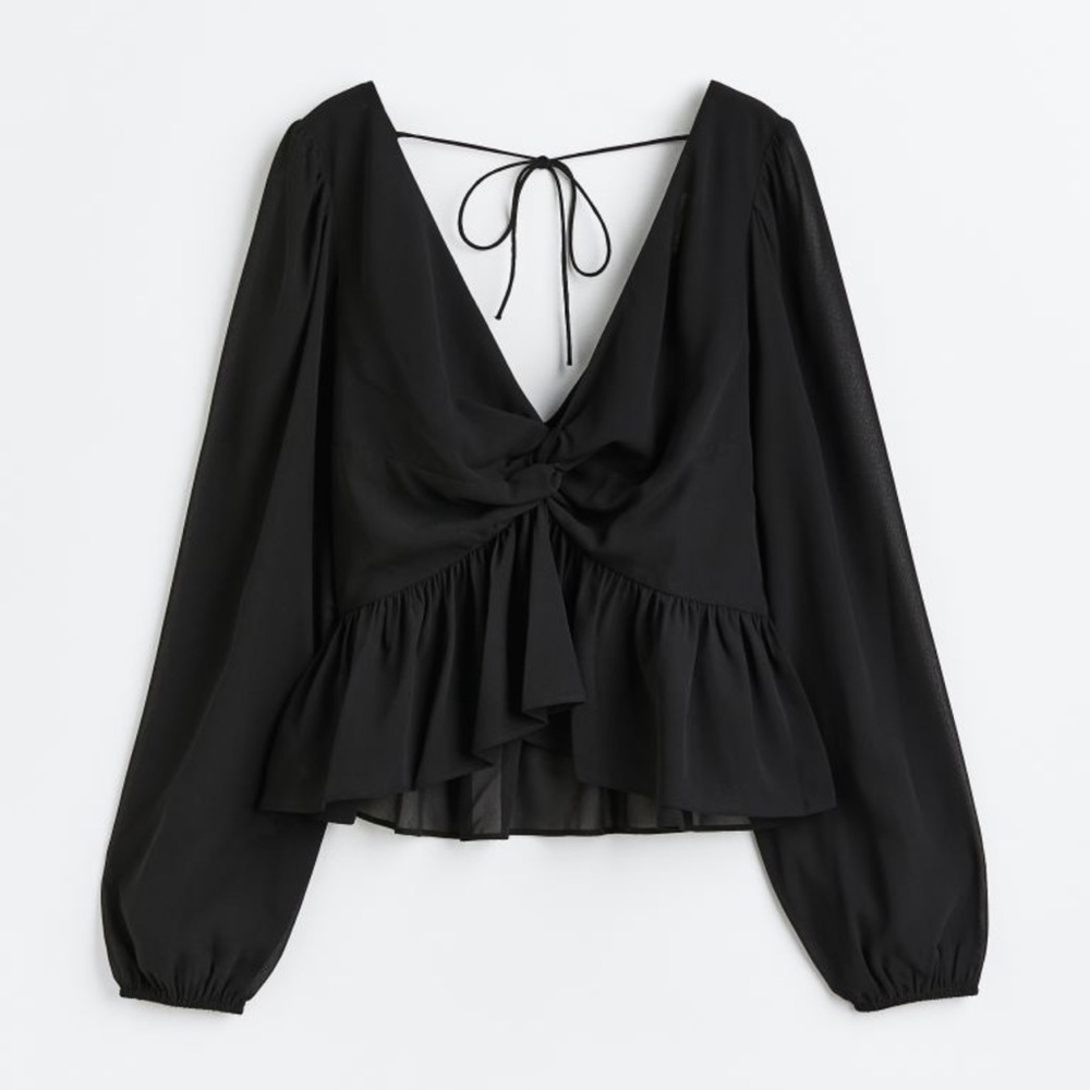 H&M Cute Sheer Black Long Sleeve Top